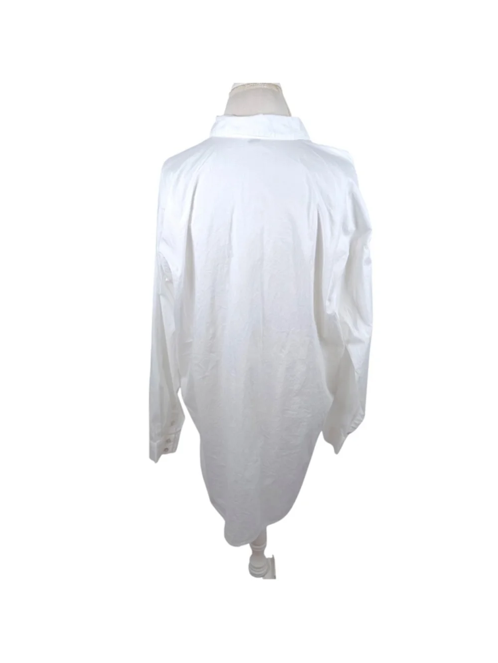 Eileen Fisher System White Organic Cotton Stretch Classic Collar Long Shirt Sz L - Picture 3 of 11